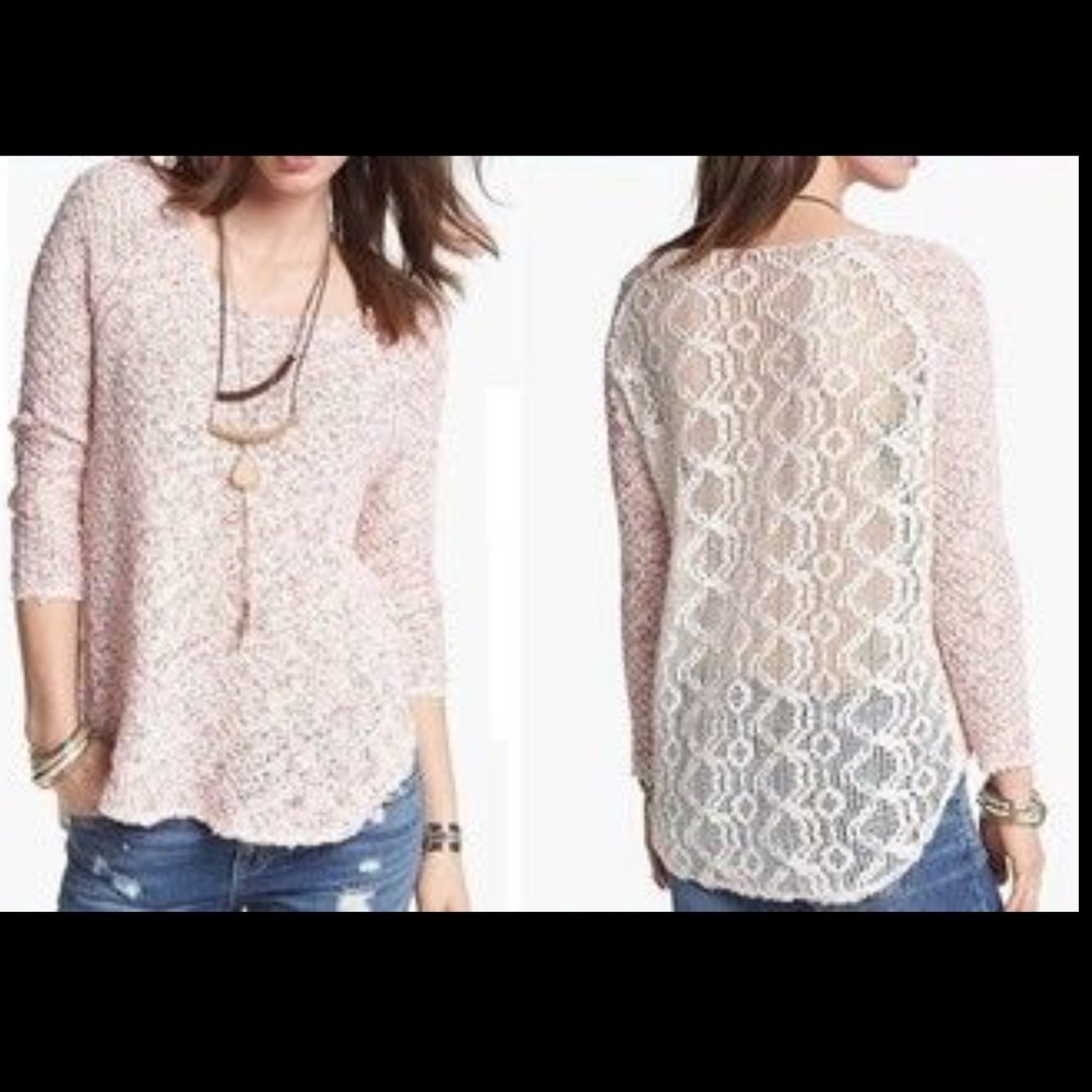 Free People Exquisite Lace Back Knit Sweater XS